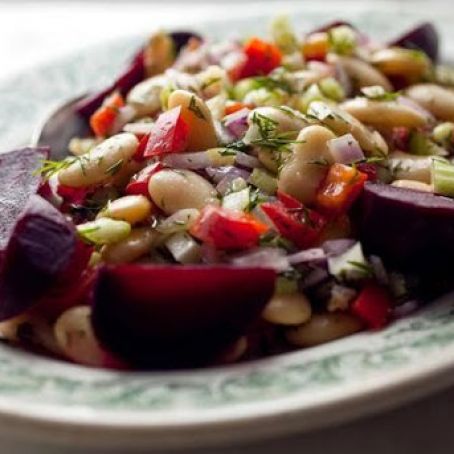 MARINATED GIANT WHITE BEANS w/BEETS